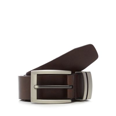 The Collection Brown leather metal keeper belt